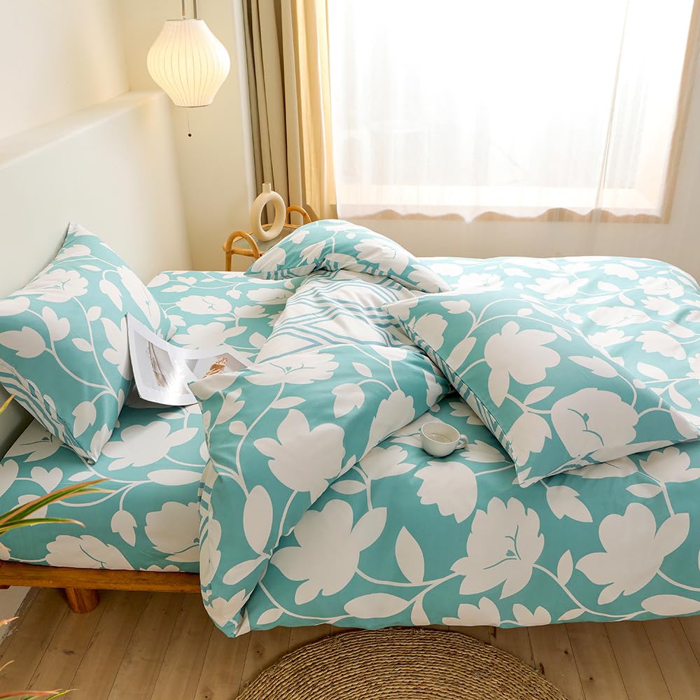 Amazon｜100%コットン花柄布団カバー寝具セット、ジッパー開閉、ソフト