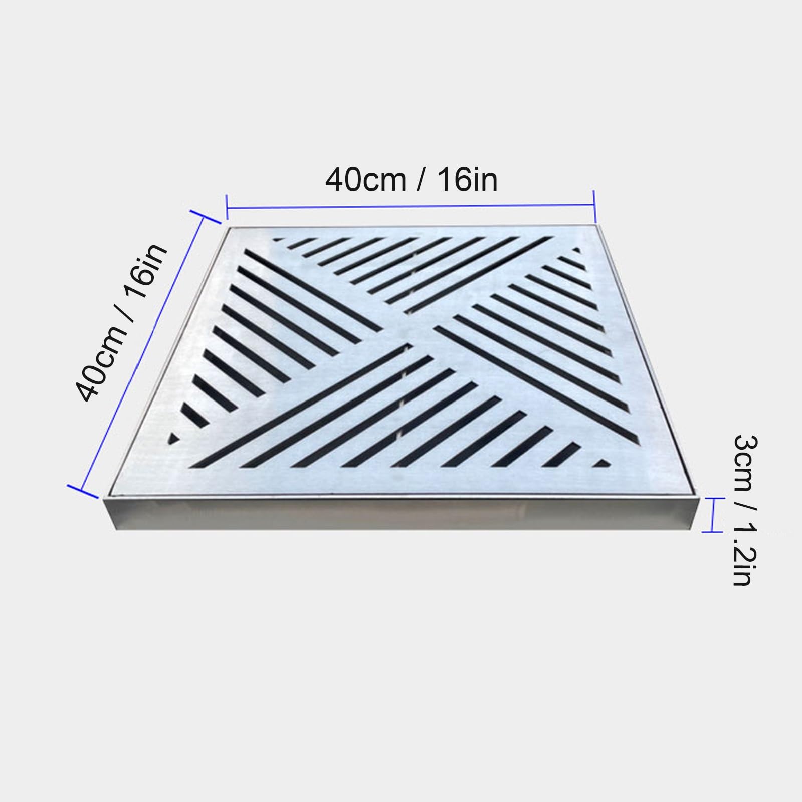 Rejilla de desagüe de Acero Inoxidable, Tapa de desagüe de Estilo clásico, Juego de Tres Piezas, a Prueba de obstrucciones, Apta para cocinas, baños y Patios (40 cm/16 Pulgadas).