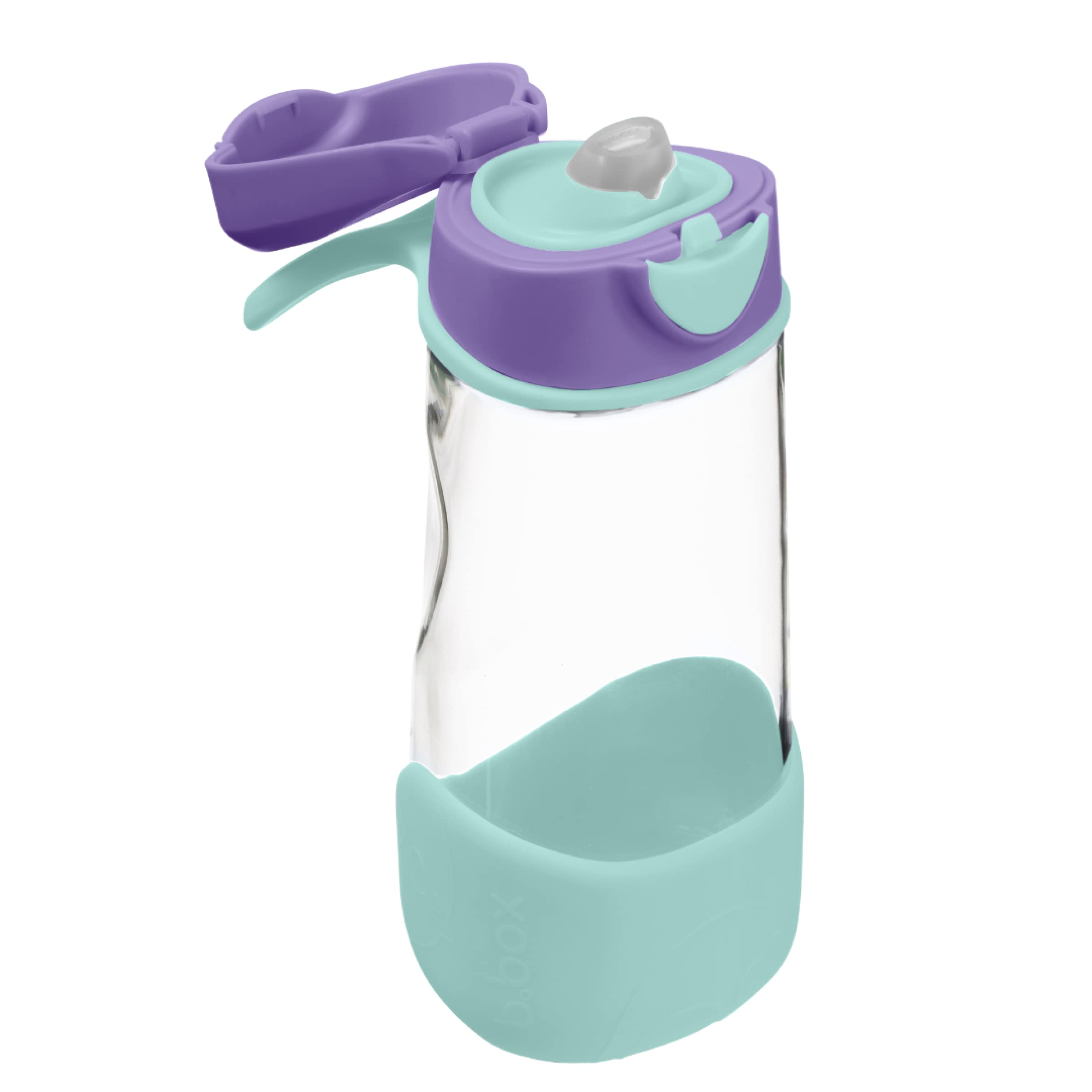b.box Sport Spout Drink Bottle with Flip Top Lid, Durable Plastic Water Bottle for Kids, Leak-Proof, 15oz, Lilac Pop