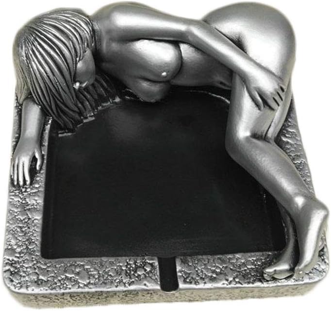 oocc Sexy Women Beauty Figurine Ashtrays Cigar Ash Tray for Home Coffee Pavilion Restaurant Bar Decoration (Silver)