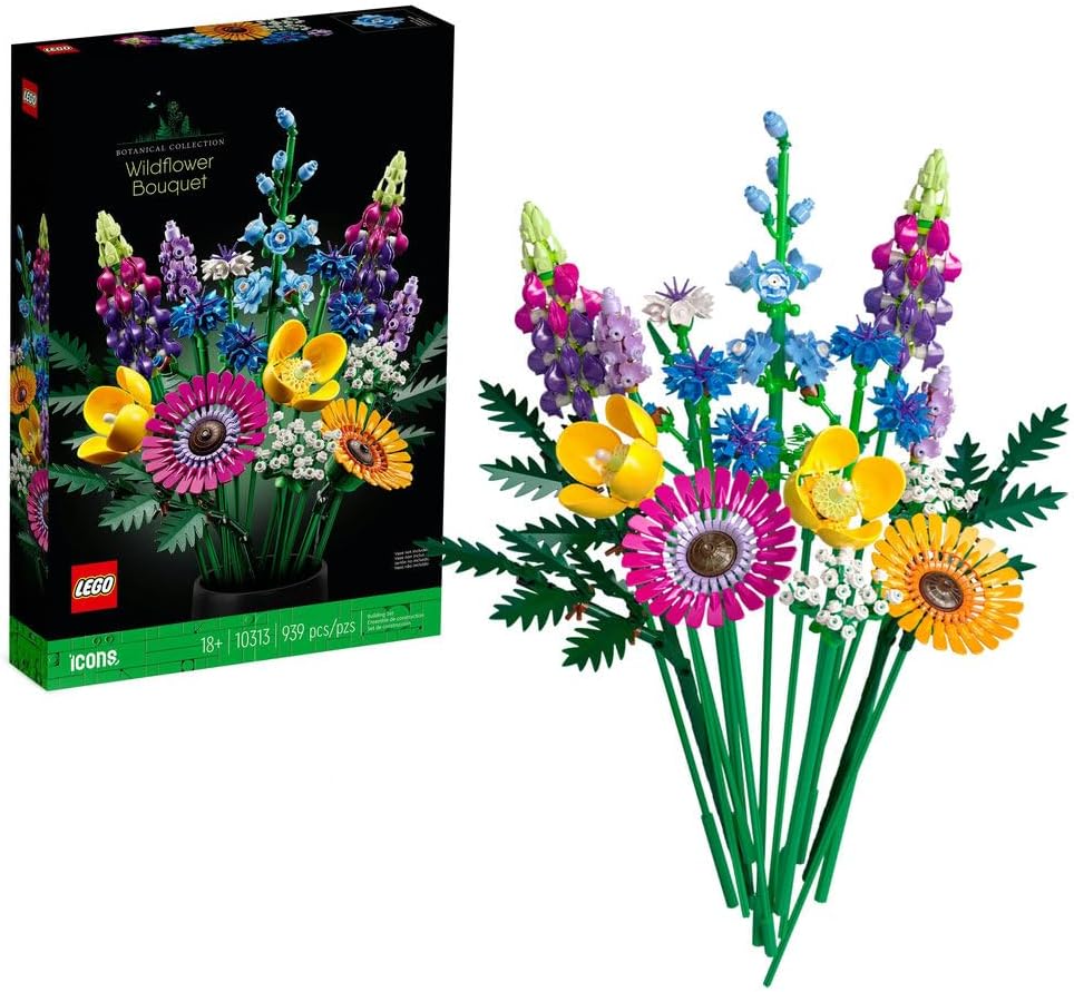 10313 Icons Wildflower Bouquet Set, Artificial Flowers with Poppies and Lavender, Crafts for Adults, Home Dรฉcor, Gifts for Women, Men, Her & Him, Botanical Collection