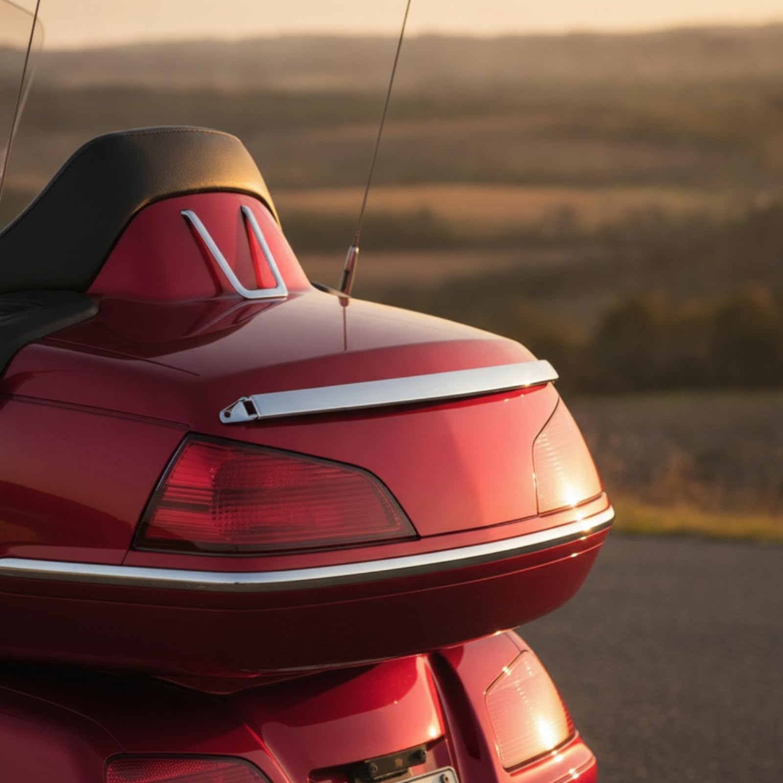 Milageto Bauletto Goldwing GL1800 2001-2011 Striscia Copribauletto Profilo Cromato Cornice Posteriore Inserto Curvo in con Finitura Rifinita Adatta a Guida Quotidiana Viaggi su Strada Raduni Club