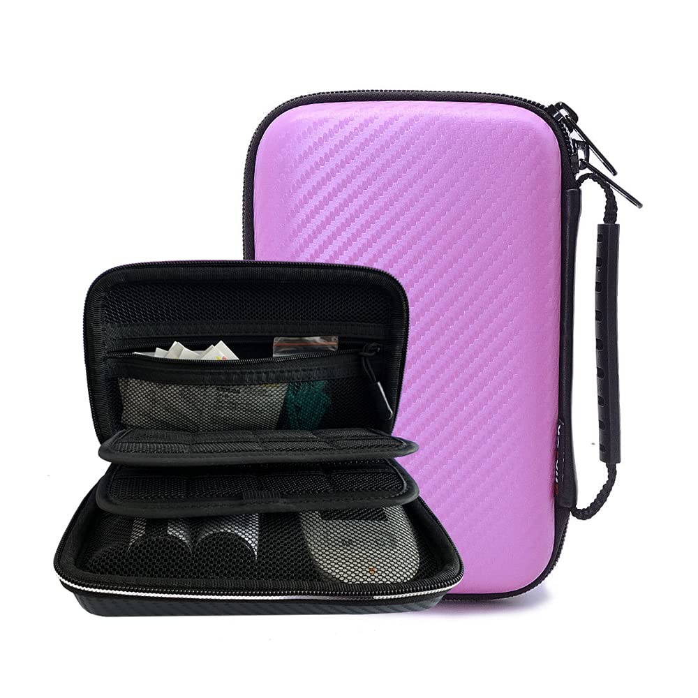 Hard Shell Diabetes Testing Kit Case Diabetic Supply Travel Bag Organizer for Glucose Meter, Blood Sugar Test Strips, Lancets, Lancet Device, Pen Needles, Syringes, Alcohol Swabs, Medication (Pink)