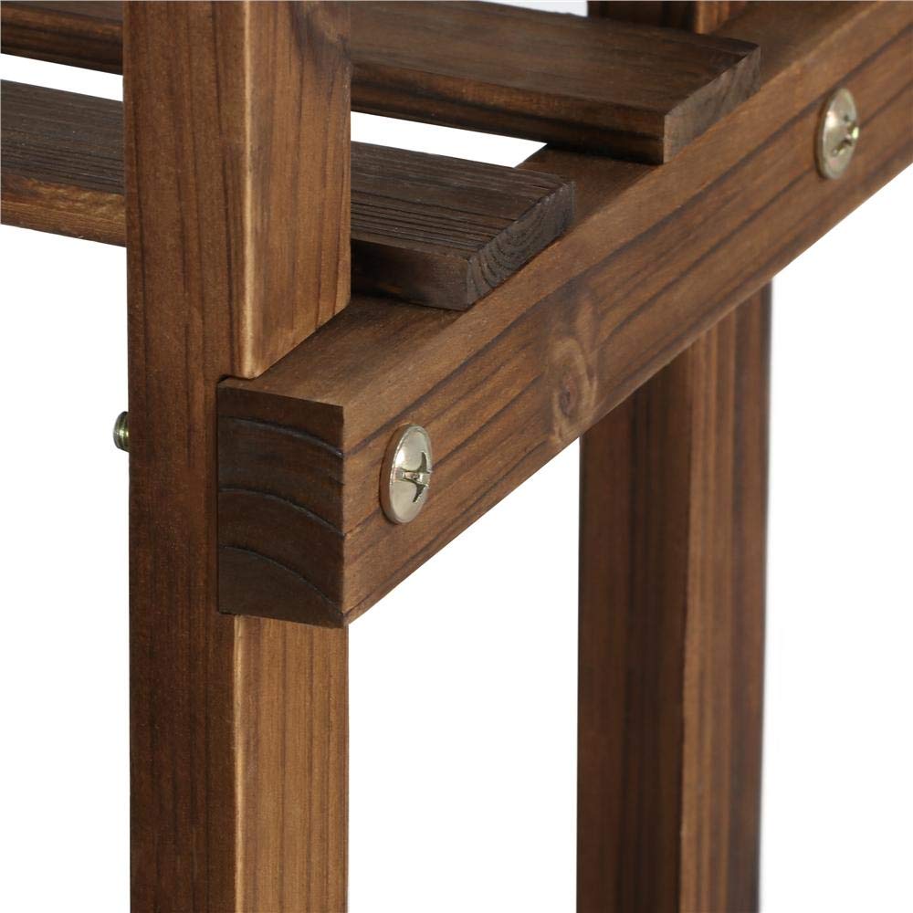 Yaheetech Scaffale per Piante Scaffalatura Porta Vasi in Legno con Ruote 124,5 x 33 x 120 cm Supporto Verticale a 9 Ripiani Fioriera da Interno Esterno Balcone Giardino