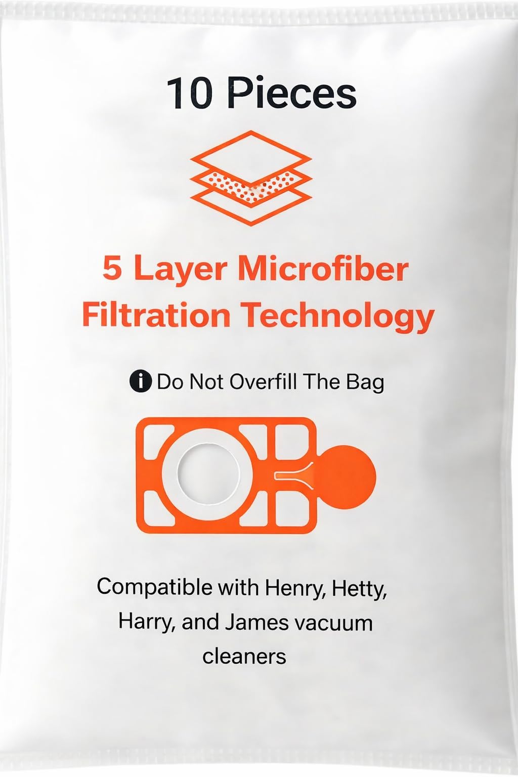 Pack Of 10 Numatic | Hepa-Flo Dust Bags Compatible Henry Bags | Numatic For Vacuum Cleaner Bags For Optimal Cleaning Performance