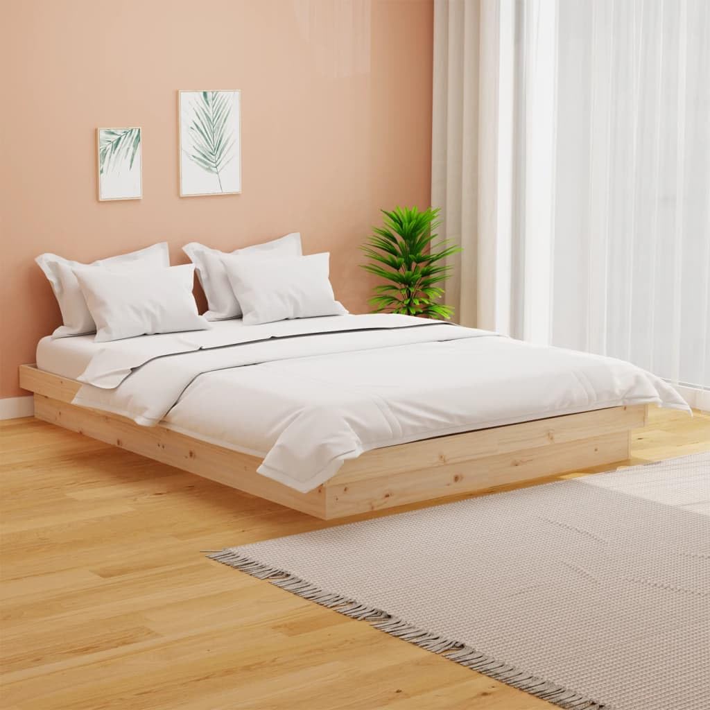 Estructura de Cama de Madera Maciza Pino 120x200 cm con cabecero rústico Soporte para colchón Dormitorio Descanso hogar