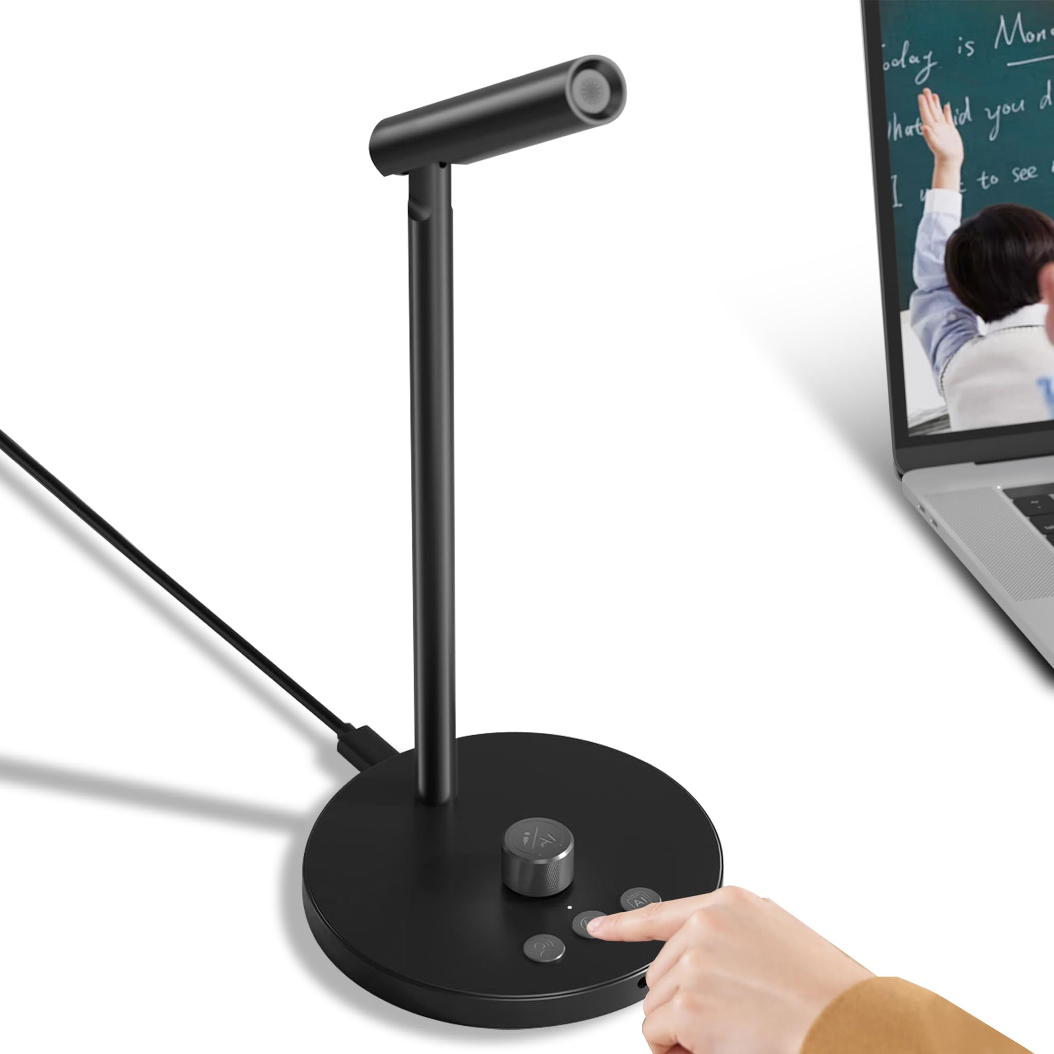 LICAEVEY M1 USB Computer Microphone with AI Noise Reduction & Live Transcription, 60 Languages Support, Mute Key, 3.5mm Headset Jack for PC,Laptop, for Game,Podcast,Online Meeting