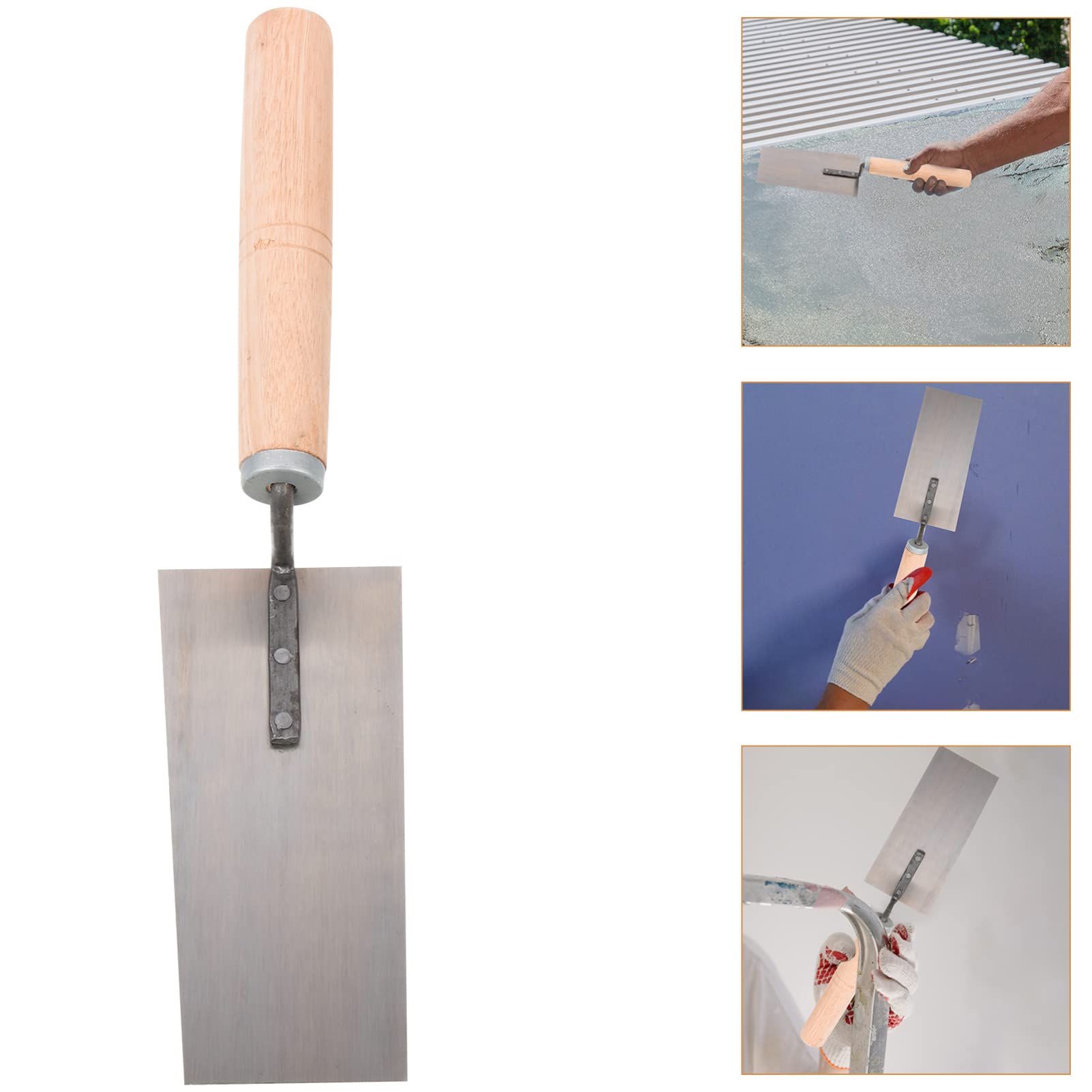 Cazzuola per Finitura in Acciaio Inox 5 Pezzi per Muratura | Impugnatura in Legno, Struttura Ribattuta, per Cemento e Intonaco, Set da 5 Strumenti