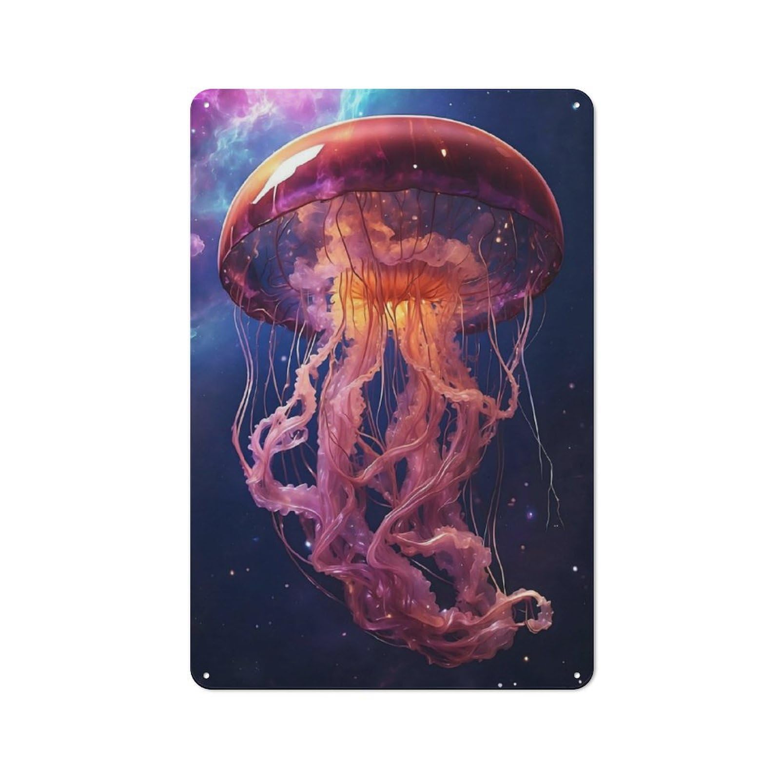 Junmoney Jellyfish Simple Retro Metal Wall Plaque 30X20cm, Creative Space Decor For Office, Study, Studio Or Hallway