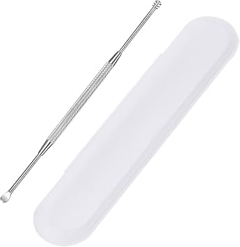 Steel Ear Pick Earwax Remover Spoon Ear Scraper Scratcher Ear Cleaner with Storage Box, 304 Stainless