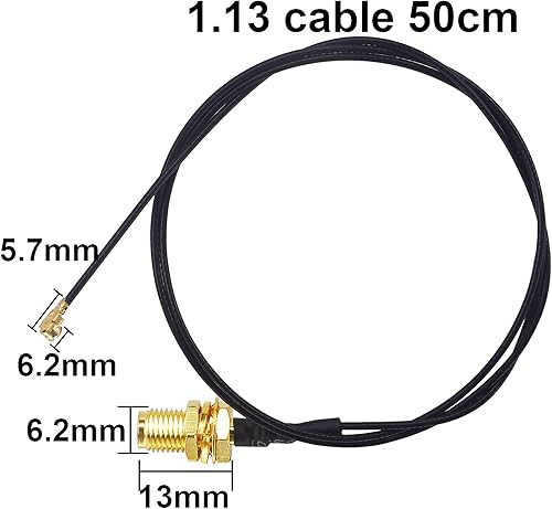 Miniatura 5 de Antena WiFi SMA Antena omnidireccional externa 3db con 50CM IPX1.13 a SMA Cable de extensión hembra Pigtail para computadora, tarjeta de red