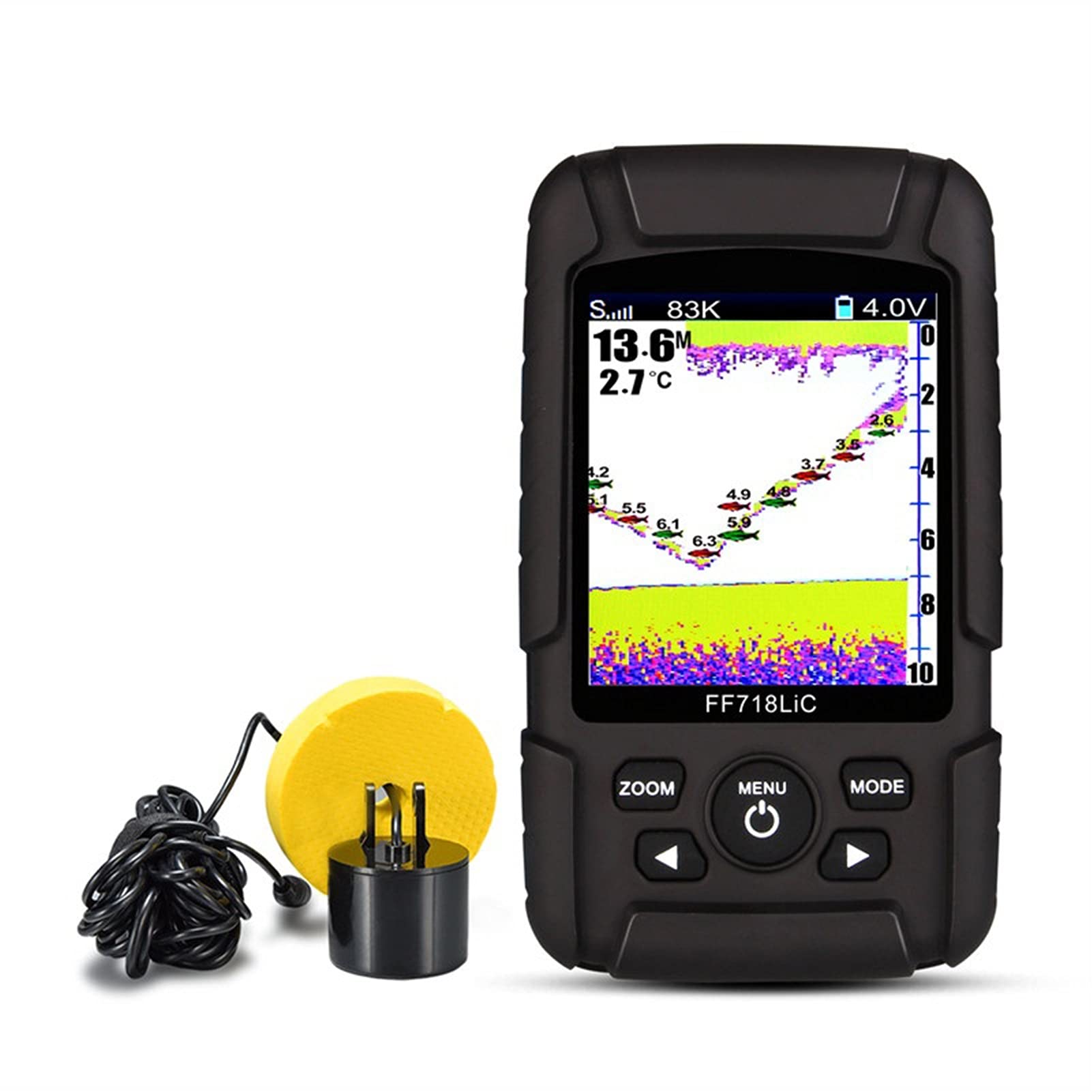 Buscador de Peces, Monitor del buscador de Peces 2 en 1 200kHz / 83kHz FRECUENCIA Dual Sonar 328FT 100M Profundidad detección Echo Sonido