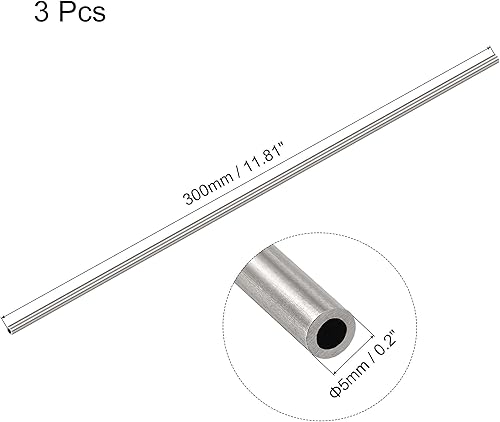 Miniatura 2 de uxcell Tubo redondo de acero inoxidable 304 0.197 in OD 0.039 in espesor de pared 11.811 in longitud 3 piezas