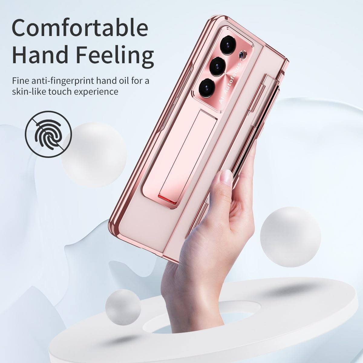 for Samsung Galaxy Fold 6 Case with S Pen, with Screen Protector Case, [Transparent Case Covers] Slim Thin Phone Cover Full-Body Protective Fold 6 Case with Wireless Charging(Rose Gold)