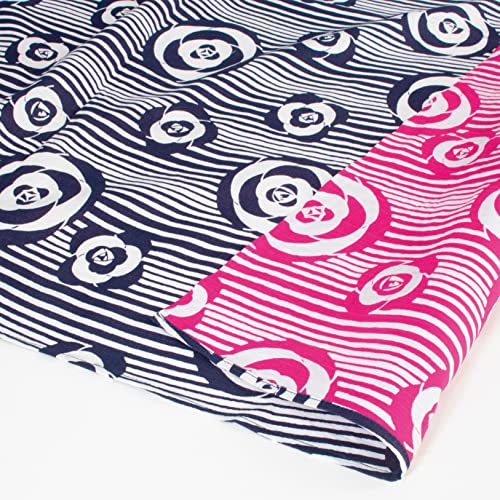 むす美 ふろしき 三巾 伊砂文様 両面 椿 コン ローズピンク 104cm 綿