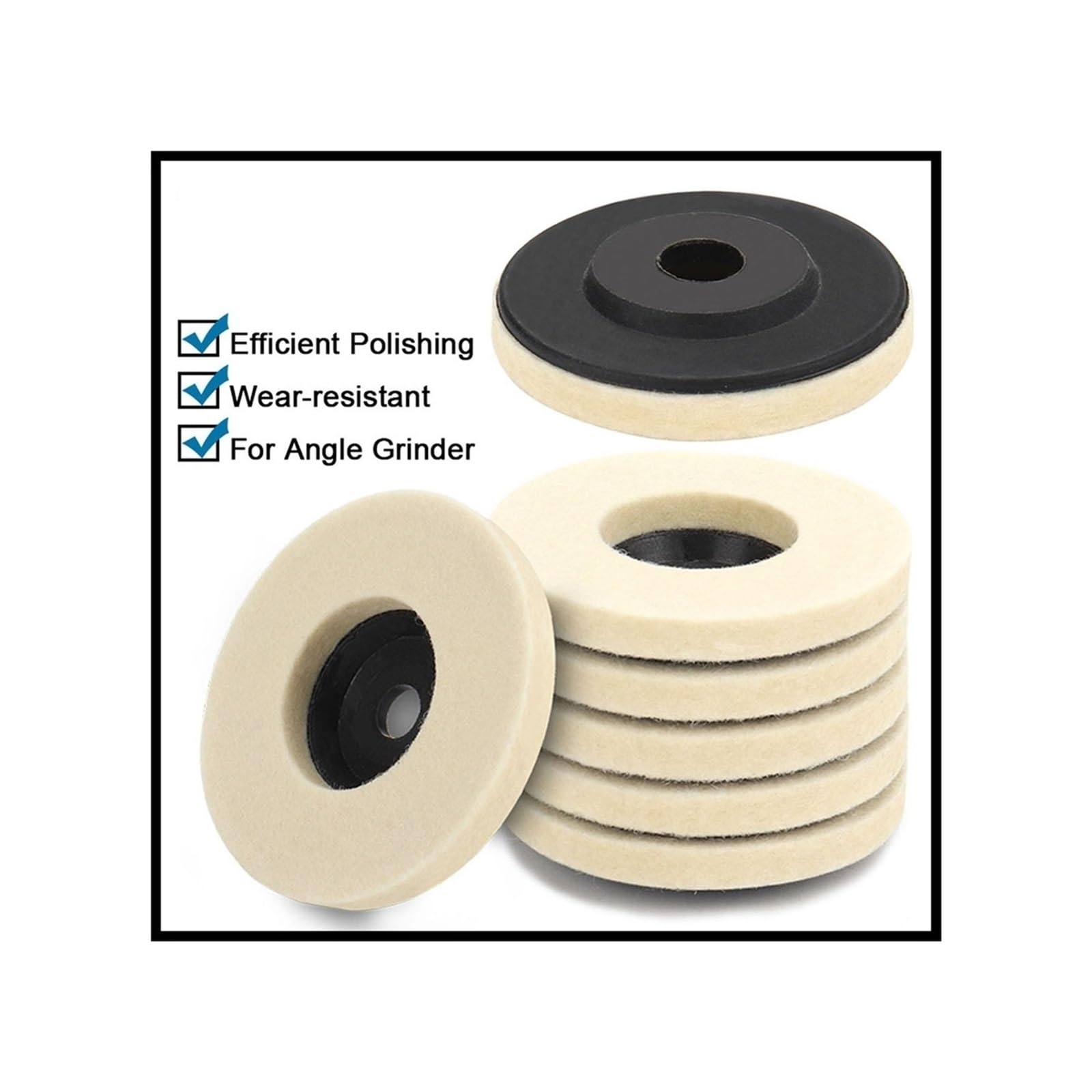 Polerująca tarcza szlifierki stołowej, 100 mm 4-calowa wełniana tarcza polerska do szlifierki kątowej Filcowa metalu, marmuru, szkła i ceramiki(5pcs)