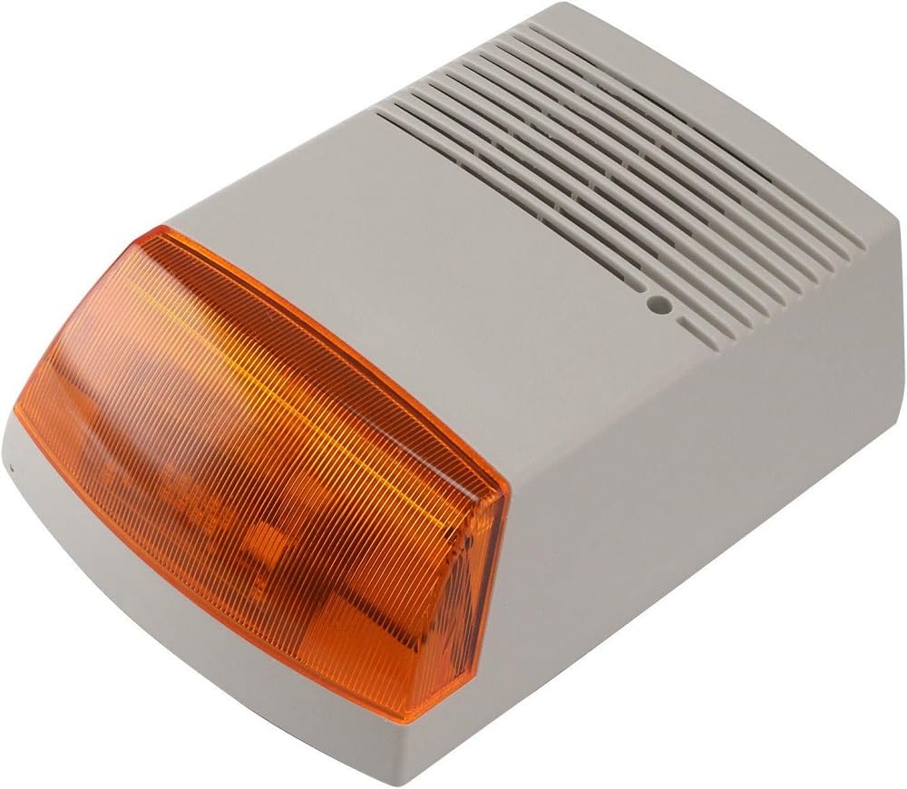 Sirena Autoalimentata 128dB con Lampeggiante 12V Professionale per Sistemi Antifurto Esterni, Scocca in ABS Anti-UV, Suono Potente e Luce Stroboscopica 5W