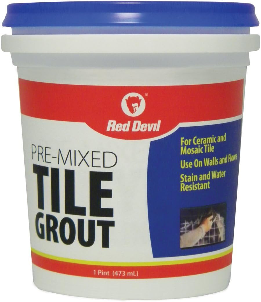 Red Devil 0428 Pre-Mixed Tile Grout, 1 Pint, White - - 