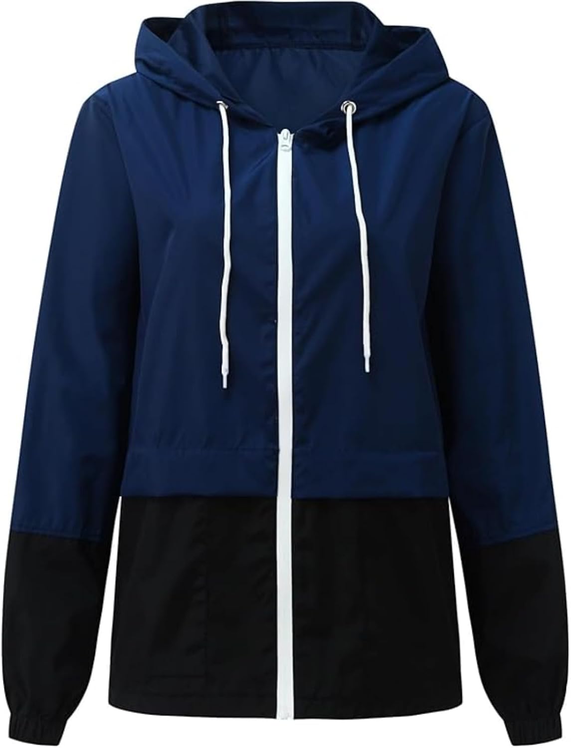 Women Lightweight Hooded Windbreaker Water-resistant Outer for Light Rain Coat Fashion Breathable Drawstring Jacket