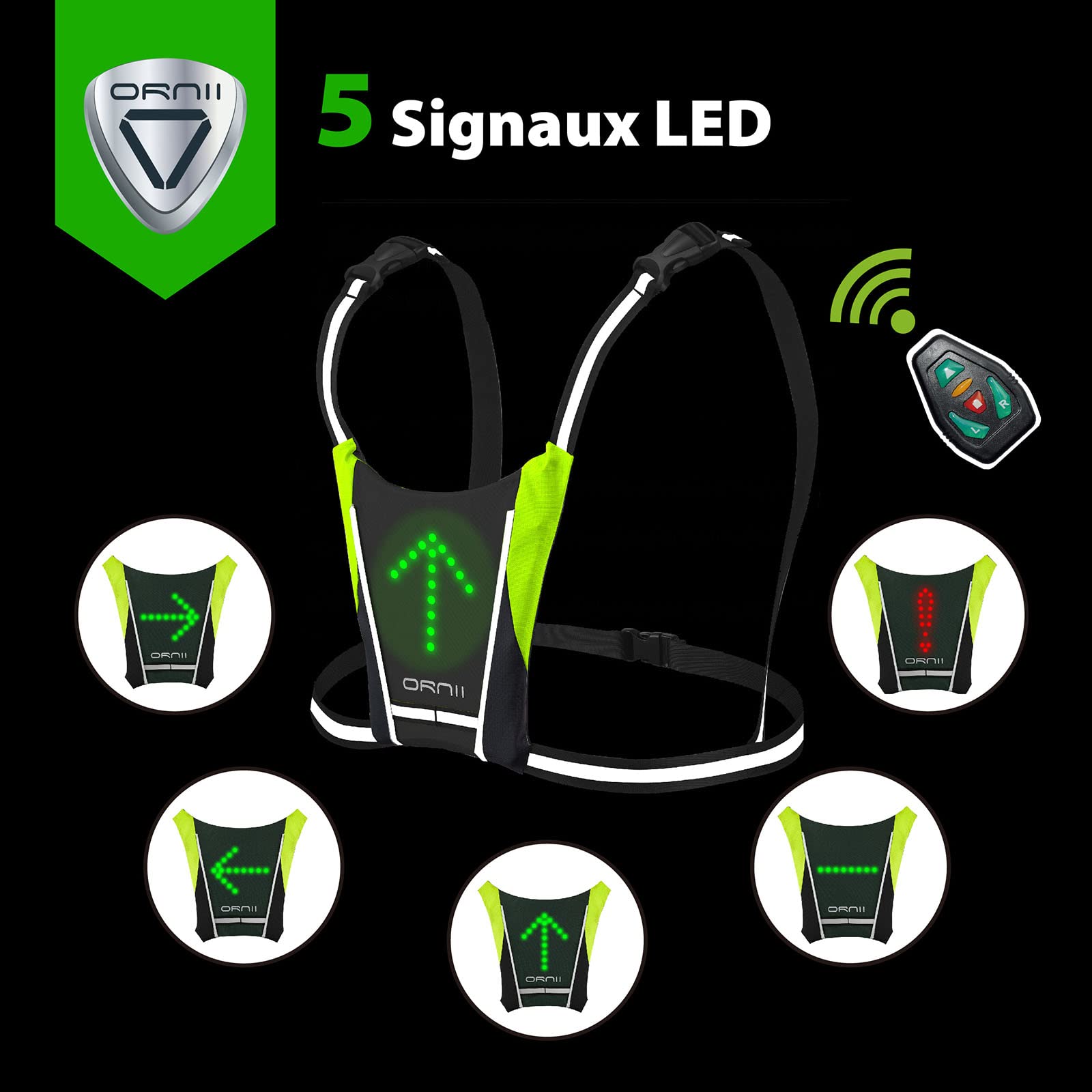 Gilet signalétique LED + télécommande Urban Moov - Feu Vert