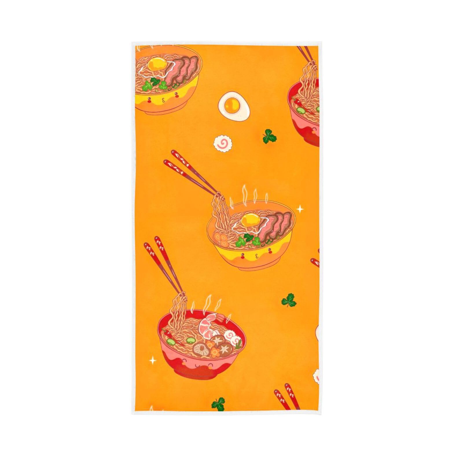 HUYGD Kawaii Ramen Noodles Fingertip Towels, 15 x 30 Inches Decorative Towels for Bathroom Printed Hand Towels, Hand Towels for Bathroom