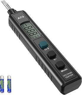HANMATEK Probador de Voltaje Sin Contacto, Detector de Voltaje AC 4 en 1 con Pantalla LCD, NCV, Prueba de Continuidad y Polaridad de Batería, 12-300V, Linterna- AC3