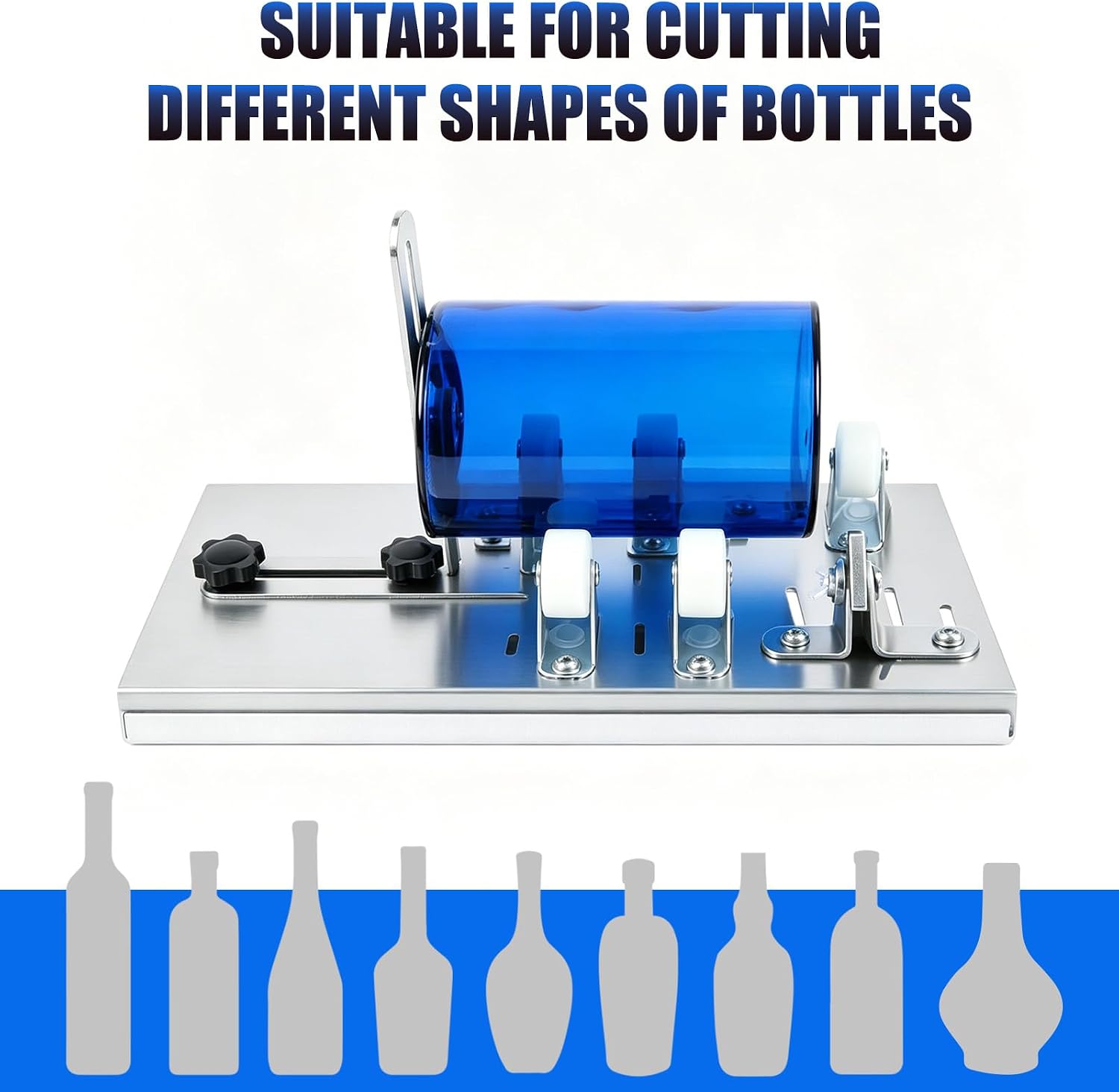 Reonite 16 PCS Upgraded Glass Bottle Cutter Kit, Precision Adjustable Cutting Tool for Round Wine Beer Whiskey Champagne Liquor Glass Bottles, DIY Craft Set with Spare Blades Gloves Sandpaper | Fits wine, beer, whiskey, champagne & liquor bottles. 16 PCS kit comes with spare blades, gloves and sandpaper for DIY crafts