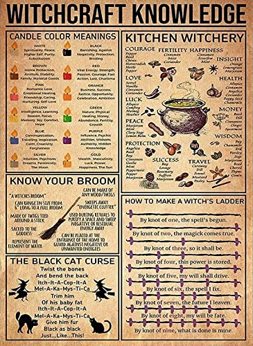 AUCAPS Novelty Funny Bathroom Witchcraft Knowledge Witch For Vintage Poster Iron Painting Plaque Wall Decor Bar Cat Club Kitchen Toilet Paper Retro Parlor Cafe Store 12x8 Inch Metal Tin Signs, multi