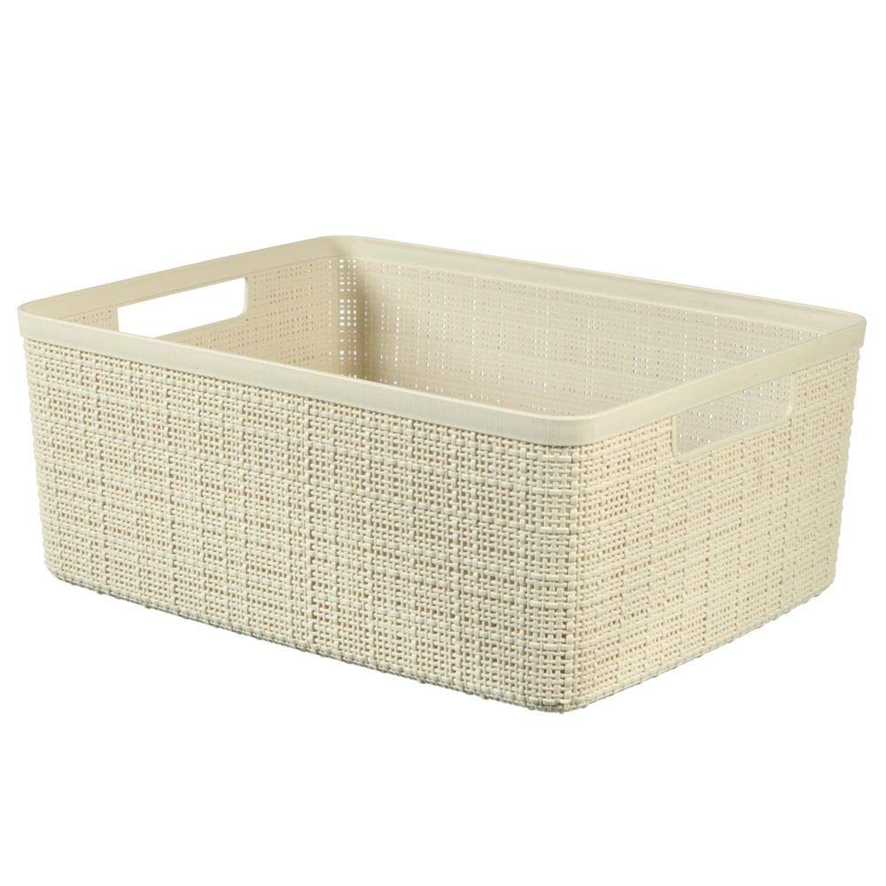 CURVER Juliet Jute Basket 100% Recycled Plastic Rectangular 12 L, White, M