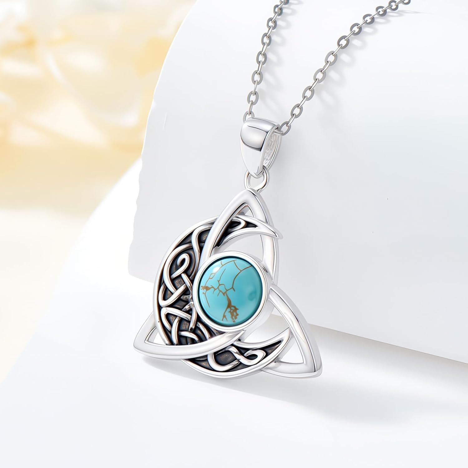 TRISHULA Celtic Moon Necklace for Women 925 Sterling Silver Celtic Knot Claddagh Pendant Necklace Crescent Irish Celtics Jewelry Gift for Women Christmas Gifts - Image 2