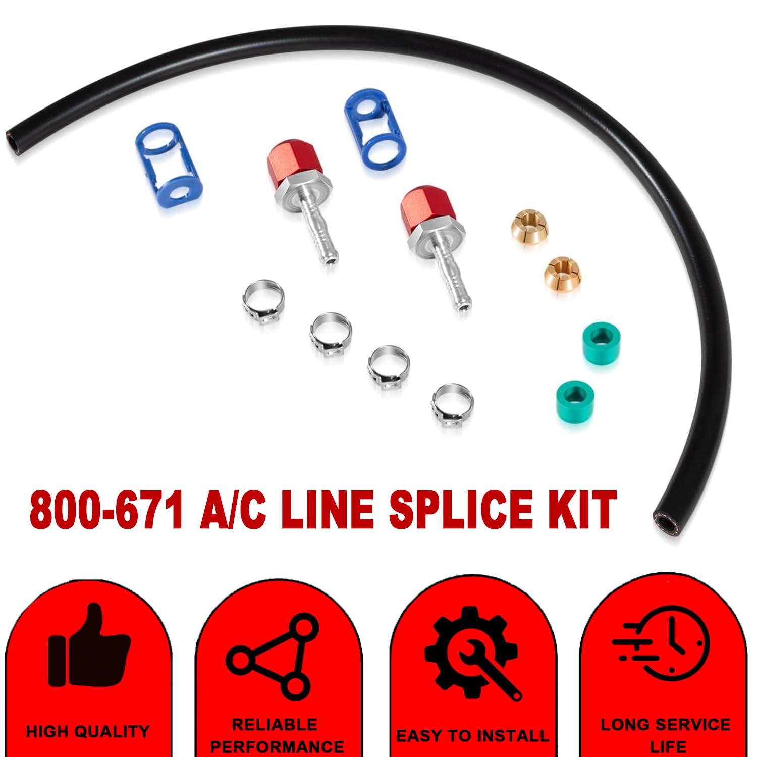800-671 A/C Leitungs-Spleiß-Set mit Schlauch Nr. 6 für 0,9 cm Schlauch zu harten Leitungen, Reparatur-Set für Klimaanlagen-Reparatur-Spleißverbinder-Set