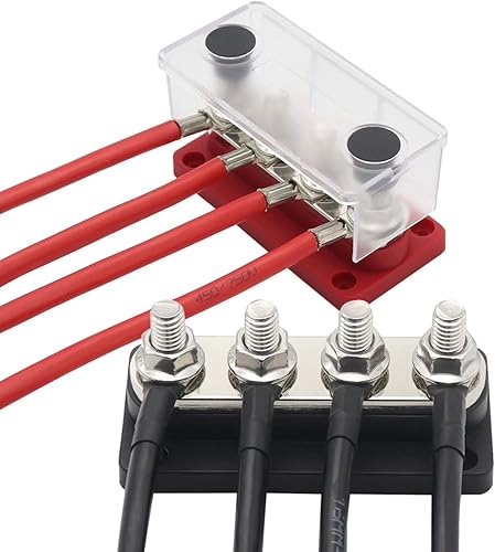 Miniatura 9 de Gloaso Barras de bus de 12 V - 48 V CC y 300 amperios, hechas en cobre, módulo de servicio pesado 4 terminales de pernos de 516 pulgadas, bloque de