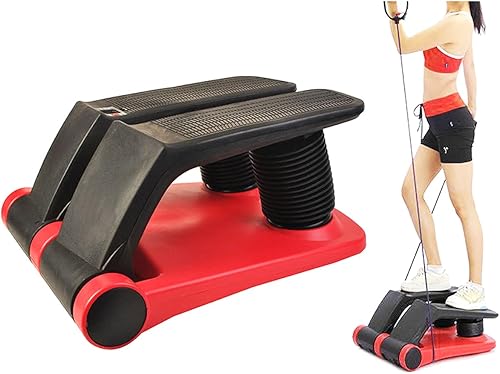 INTBUYING Máquina de fitness escaladora escaladora con bandas resistentes, máquina paso a paso portátil para ejercicio, cardio, ahorro de espacio,