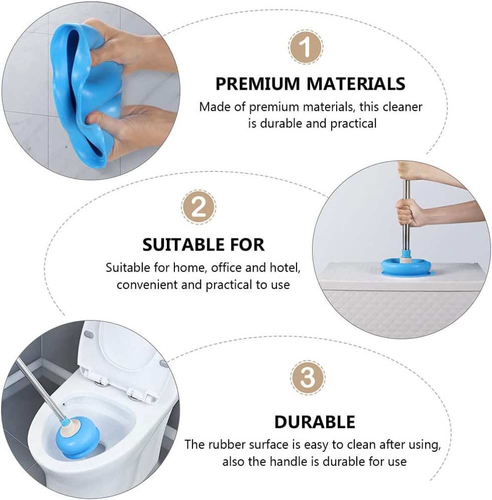 Rubber Toilet Bowl Plunger Toilet Plungers for Bathroom Heavy Duty Cup Plunger for Toilet with Long Handle to Fix Clogged Cup Plunger Toilets Thrust Cup Plunger (Color : OneColor) (OneColor)