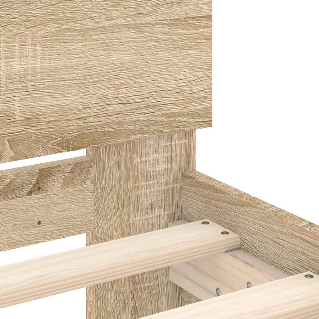 vidaXL Cama con Cabecero 90x200 cm Madera de Ingeniería Roble Sonoma