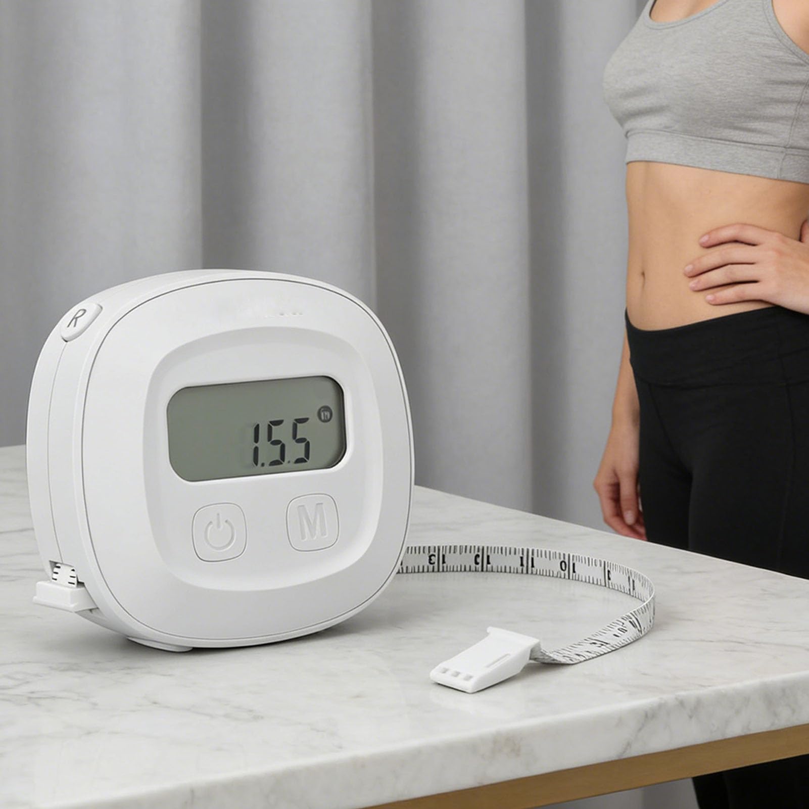 Cinta Métrica Inteligente para Fitness, Bluetooth, Cinta Métrica Corporal, Pantalla LED Digital de Bloqueo Automático con Retracción Automática para Cintura, Cadera, Brazo,