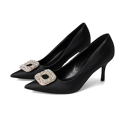 Dune London Aquamarine High Heels Black Satin