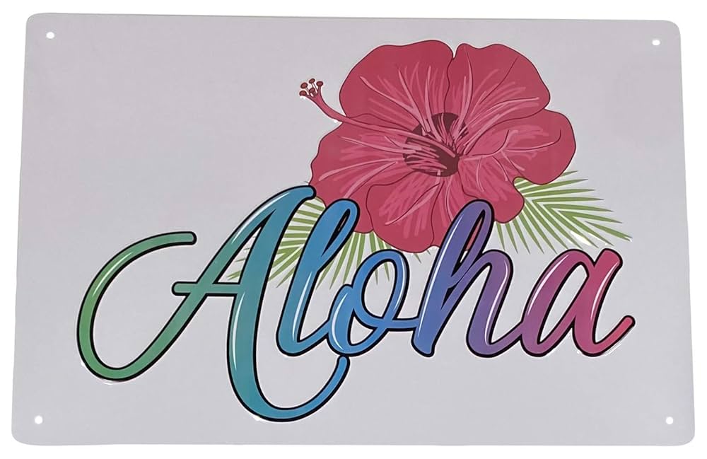 Amazon.co.jp: Aloha Hawaii ハイビスカスブリキメタルサイン