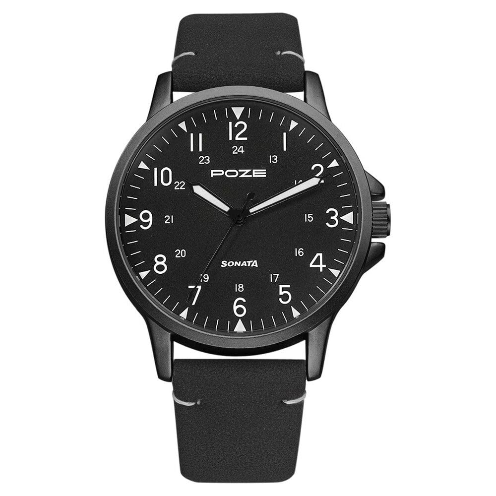 Sonata Poze Quartz Analog Black Dial PU Leather Strap Watch for Men-SP70011NL01W (B0CW9YRQ8G) Amazon Price History, Amazon Price Tracker