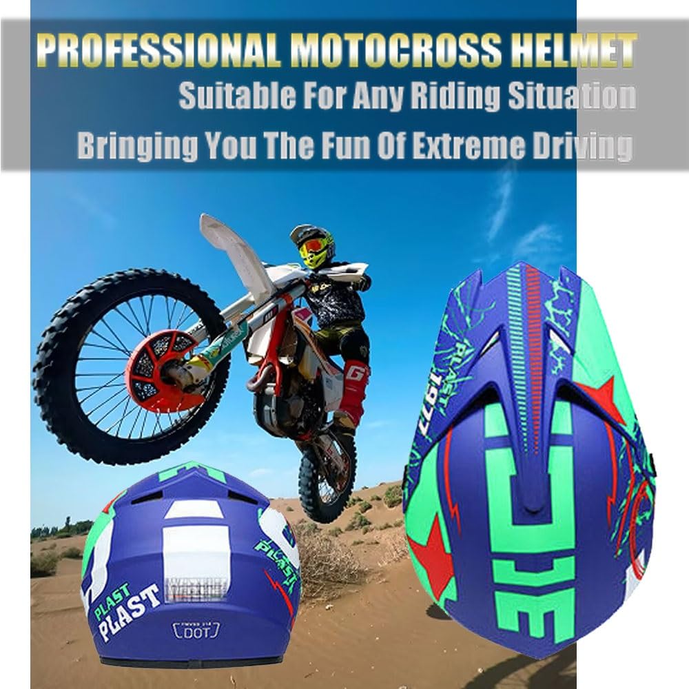 Casco ATV Per Bambini con Dirt Bike Elettrica Per Bambini 8-14 Anni, Casco da Moto Multisport Leggero Per Ragazzi E Ragazze, BMX con Occhiali, Guanti E Maschera