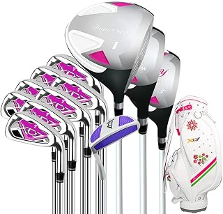 Juego de Palos de Golf para Mujer de 12 Piezas, con Bolsa, Alta Estabilidad, Adecuado para Exteriores, Interiores, Damas, Principiantes, Golf, Color:Blanco