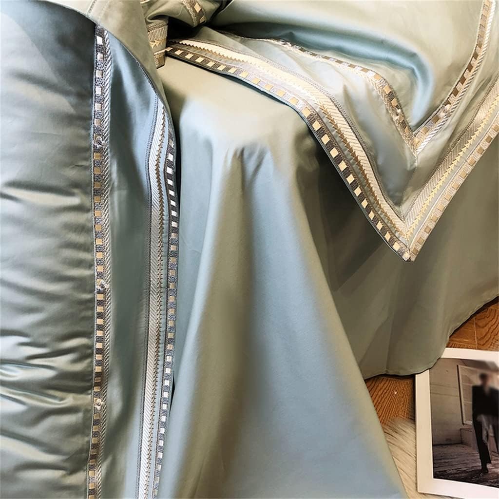 1000TC Cotton Chic Embroidered Bedding Set Soft Duvet Cover Sheet Set Pillowcase (Color : D, Size : 200 * 230cm)