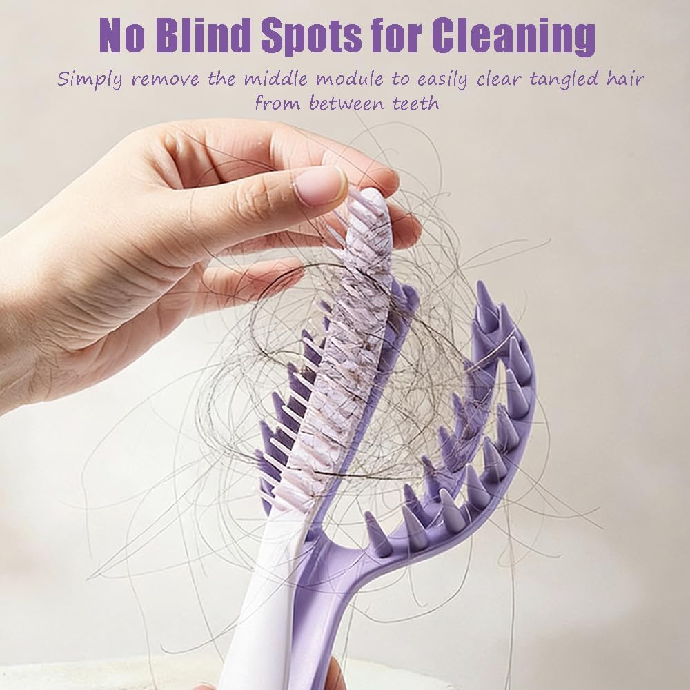 OULIGET 2-in-1 Scalp Massager Shampoo Brush,Hair Scrubber Scalp Stimulator Exfoliator Brush for Wet Dry Scalp Care,Curved Vented Hair Scrubber,Self Cleaning Hair Brush