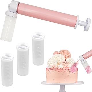 Manual Airbrush for Decorating Cakes,DIY Baking Cake Airbrush Pump Decorating Tools Cakes spray gun kit for Kitchen Cupcakes Cookies and Desserts Decorating(Pink)