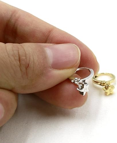 Miniatura 6 de Petite Boutique Aretes con iniciales de estrella pequeña, chapados en oro de 16 quilates, regalo personalizado, delicado estampado a mano, delicados