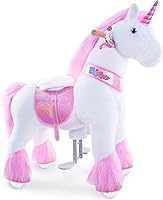 Vista 10 de PonyCycle - Caballo de montar unicornio para niños de 3-4 años, caballo de peluche para montar, animal andante, caballo mecedora para montar, Marrón
