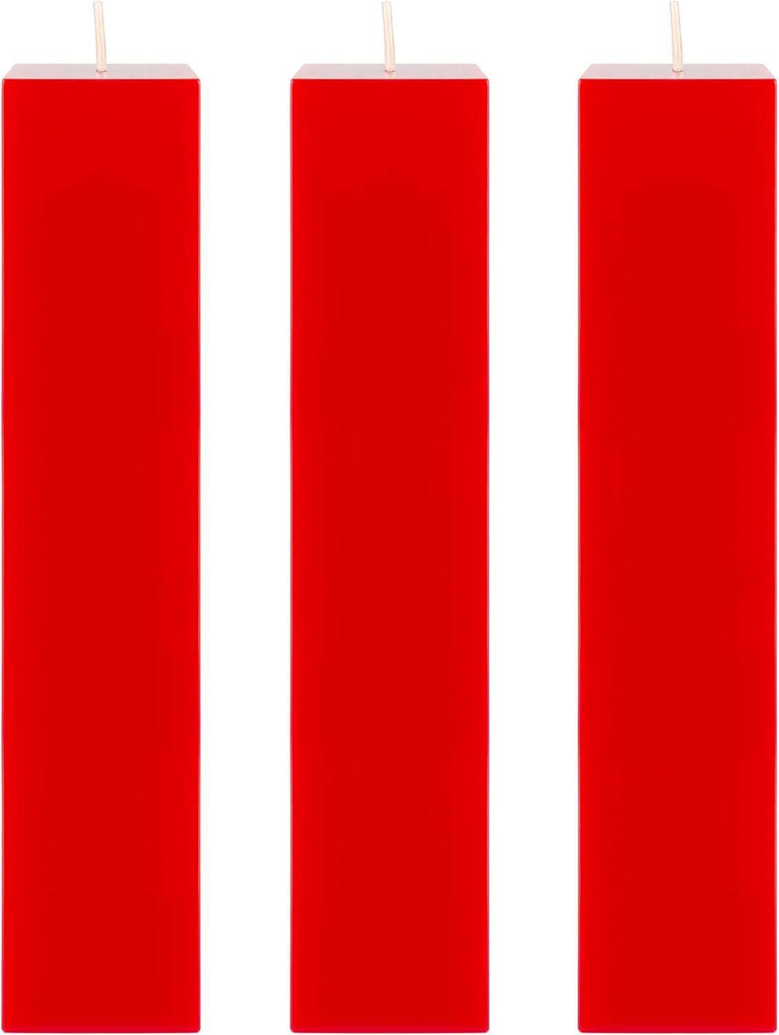 Mega Candles 3 pcs Unscented Red Square Pillar Candle, Hand