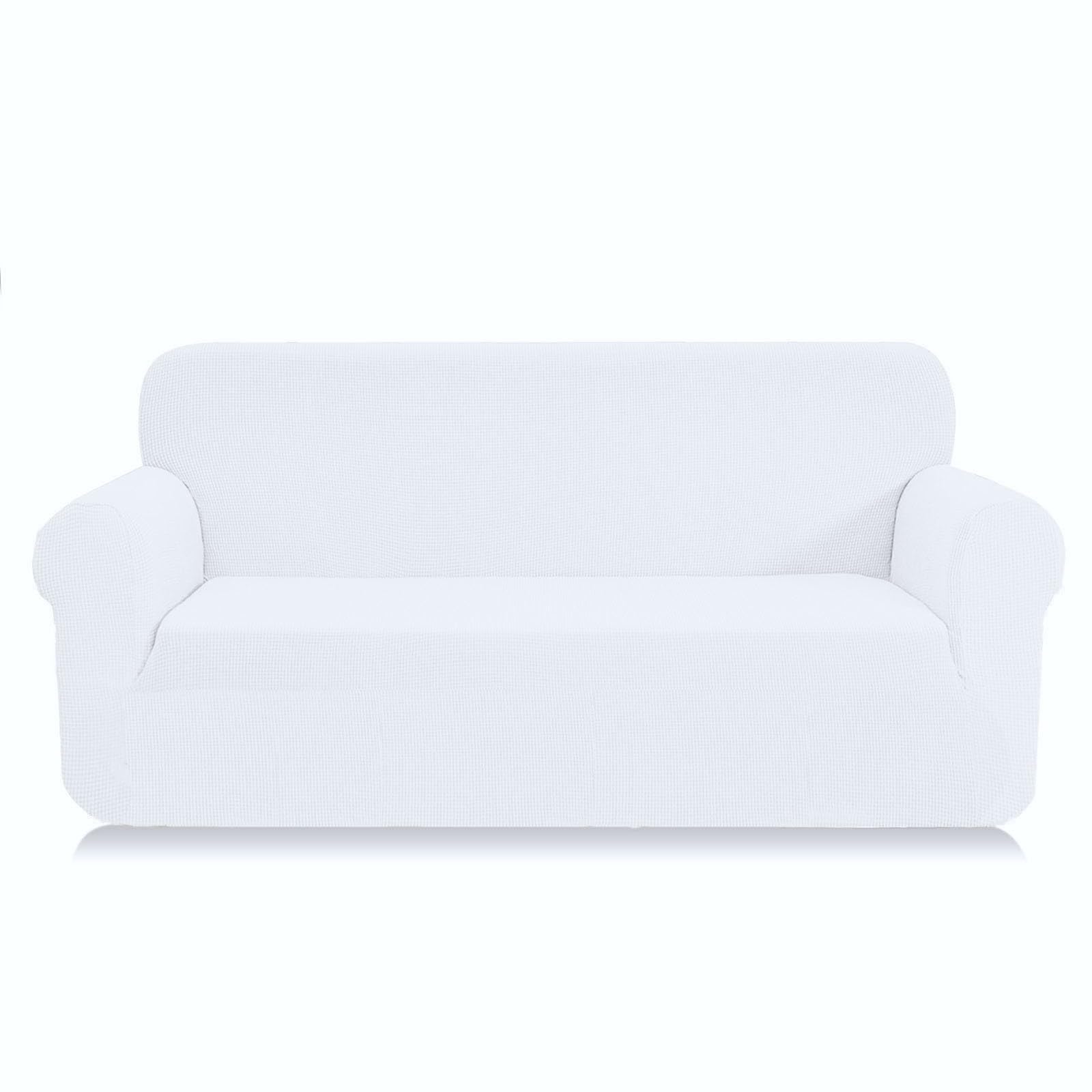 SAMSTEX Stylish Sofa Cover Stretch 1-Piece Sofa Slipcovers High Stretch Sofa Cover 3 Seater Thick Soft Sofa Protector Machine Washable Non Slip Couch Covers (3 Seater, White) โ image 1