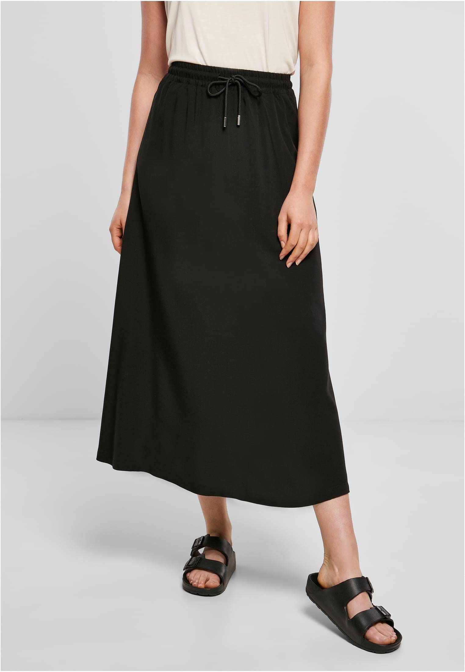 Urban Classics Ladies' Viscose Midi Skirt Donna Gonna Lunga Nero 100% Viscosa