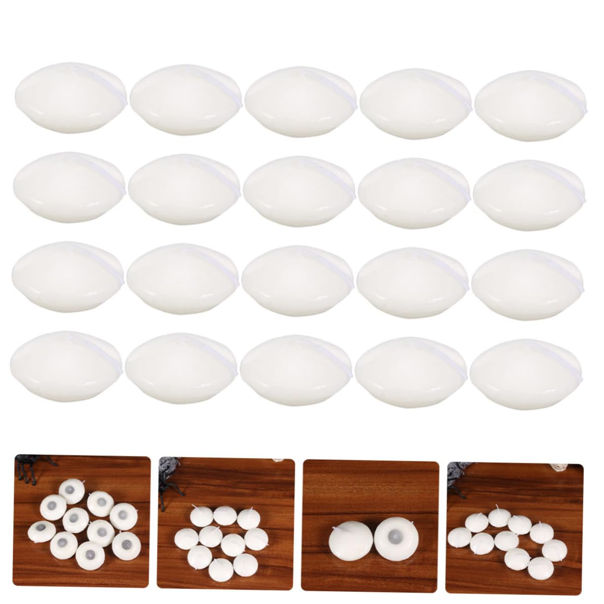 Mikikit 100 Velas Flotantes Esféricas de Color Blanco, sin Aroma, de Parafina, para Bodas y Decoración de Agua, Ambiente Cálido
